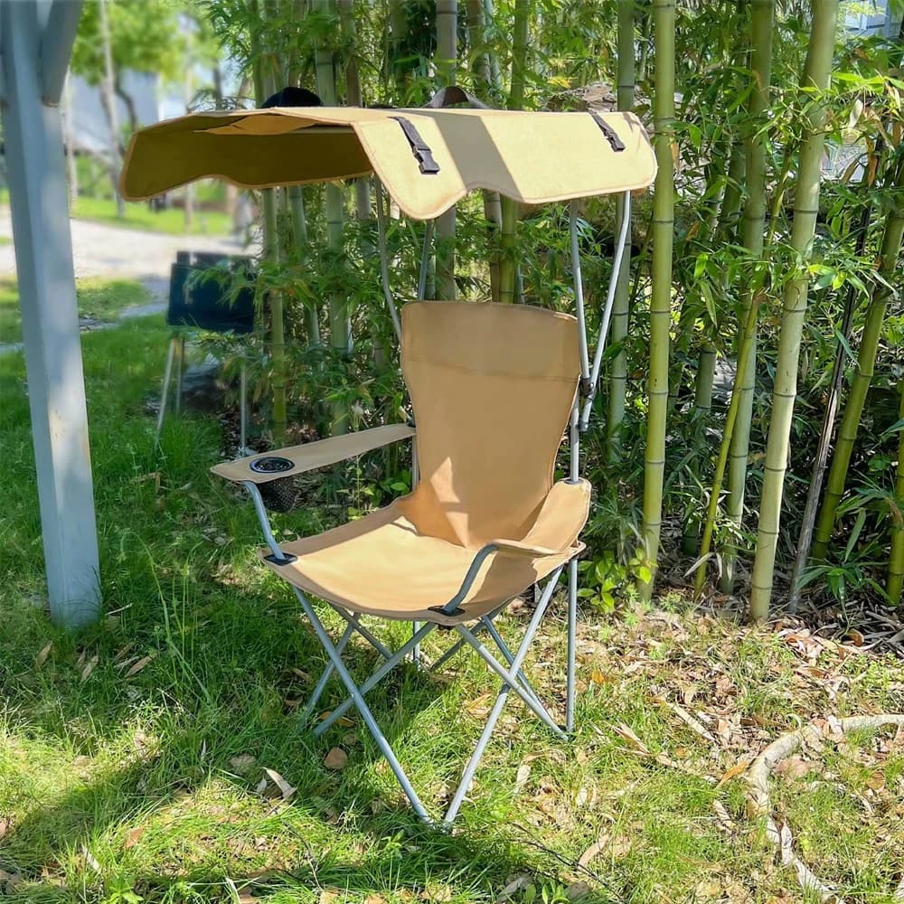 Chaise pliante avec auvent de protection - Siège ombragé pour pêche, plage et camping