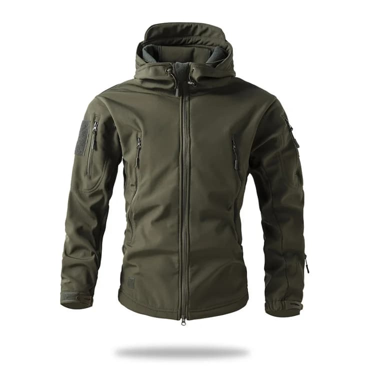 Softshell tactique pêche hiver homme - Veste polaire camouflage capuche - Imperméable coupe-vent outdoor