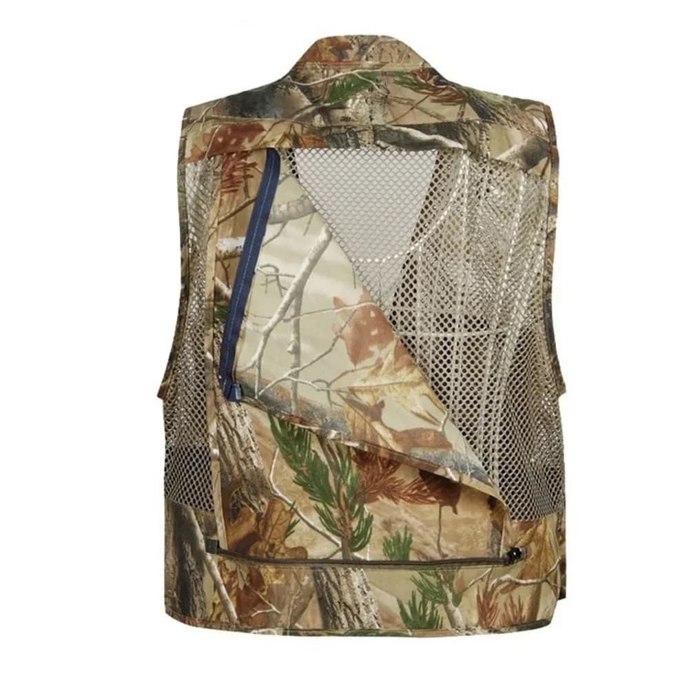 Veste sans manches camouflage vert pêche été pour hommes - Veste mesh respirante multi-poches photographe