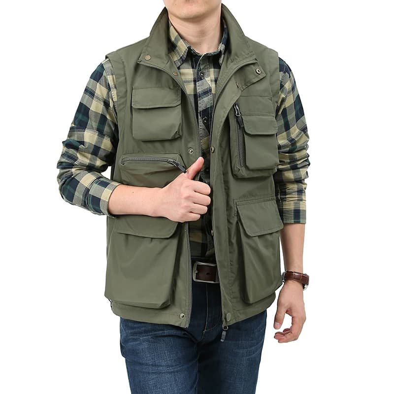 Veste sans manches multi-poches pour pêche et randonnée, veste technique homme 5XL voyage extérieur
