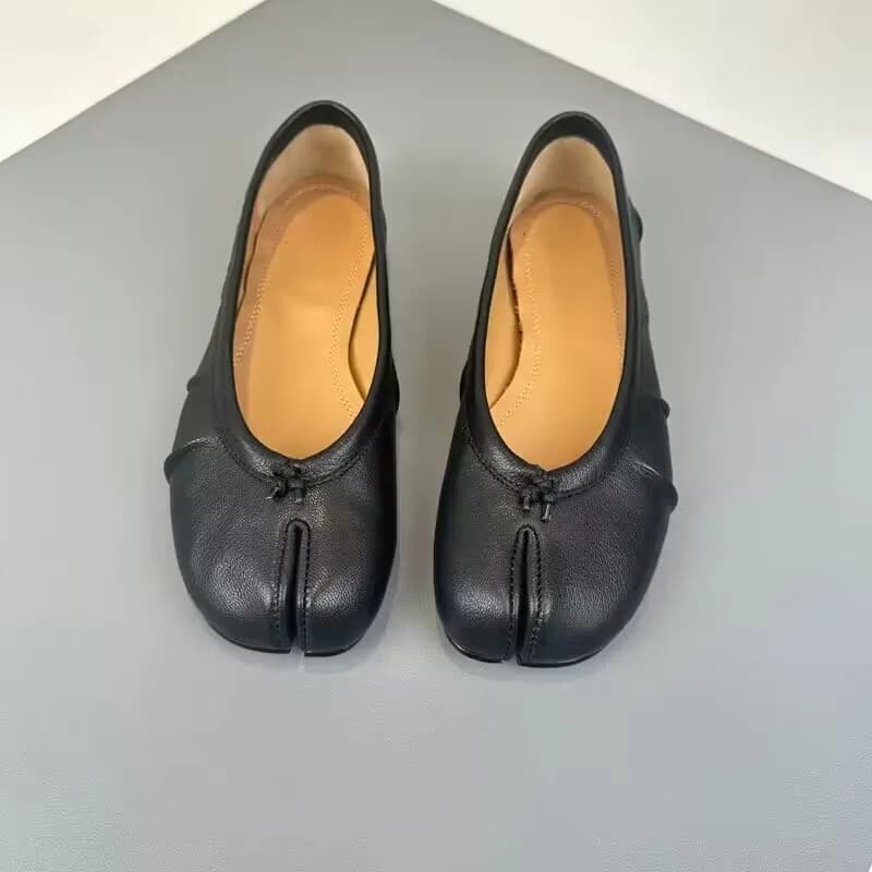 Chaussures tabi luxe cuir PU femme design divisé orteils mules plates pêche élégante