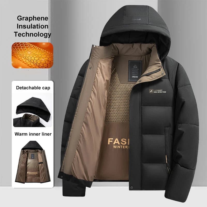 Veste graphène homme pêche hiver chaude coupe-vent capuche outdoor vêtements pêche confortable