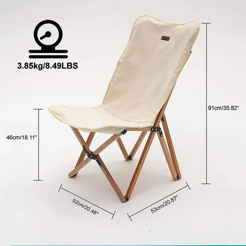 Chaise papillon pliante bois plage aluminium avec sac de rangement pour pêche randonnée barbecue voyage