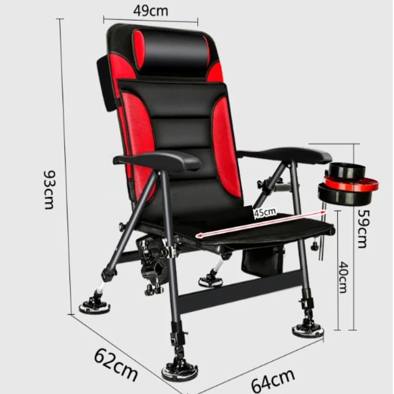 Fauteuil de pêche européen multifonction inclinable tout terrain élargi pour pêche technique carpe et gardon