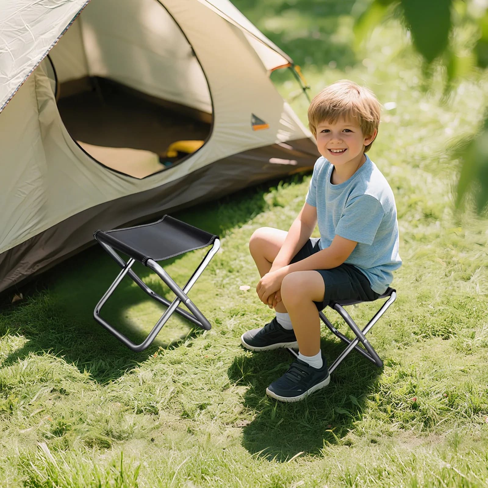 Tabouret de pêche pliant portable en aluminium ultra-léger pour camping pique-nique extérieur