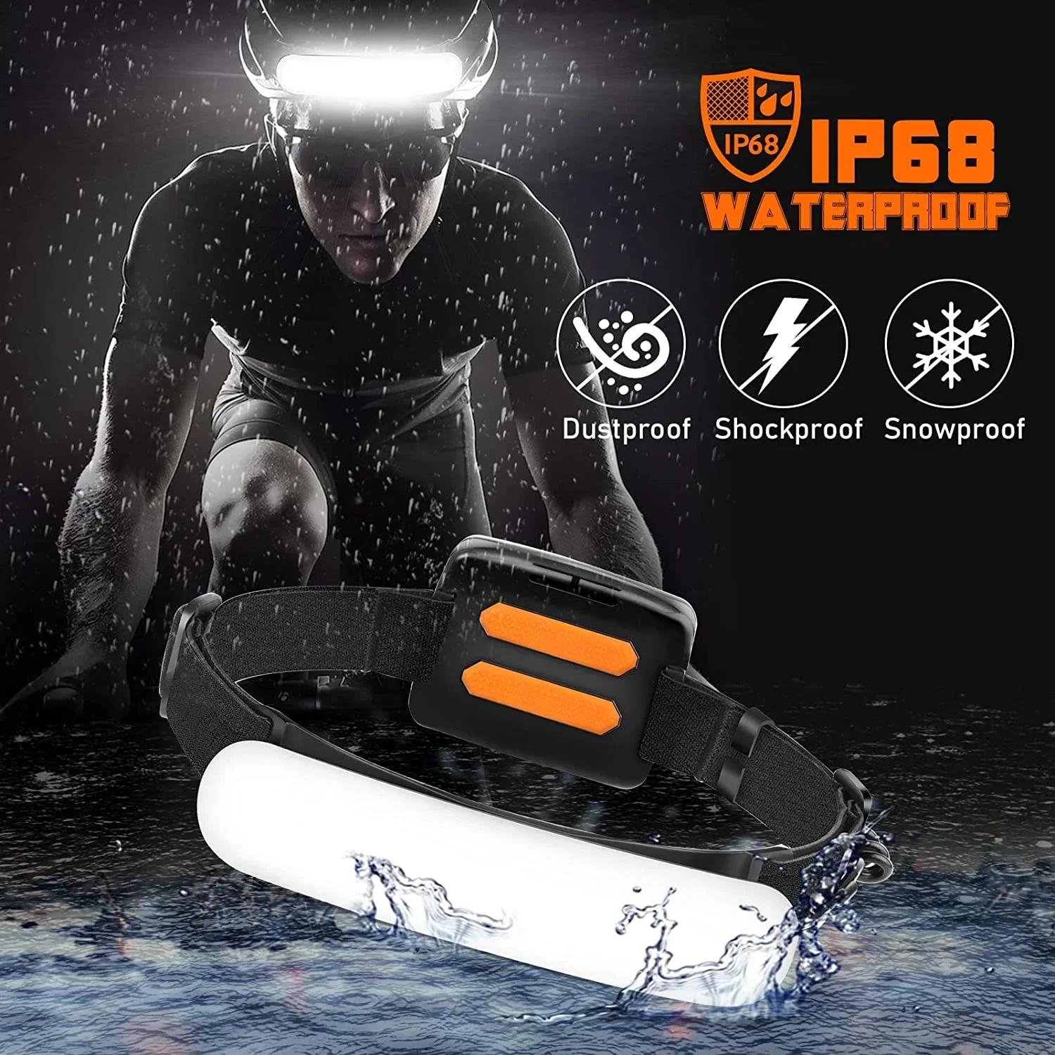 Lampe frontale COB Heinast rechargeable USB batterie intégrée 5000/7500mAh pêche camping lanterne
