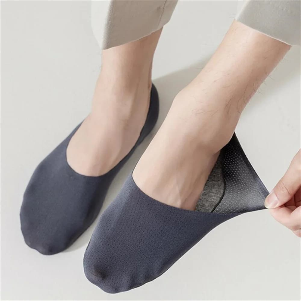 10 paires chaussettes invisibles pêche homme semelle coton anti-dérapage silicone cheville
