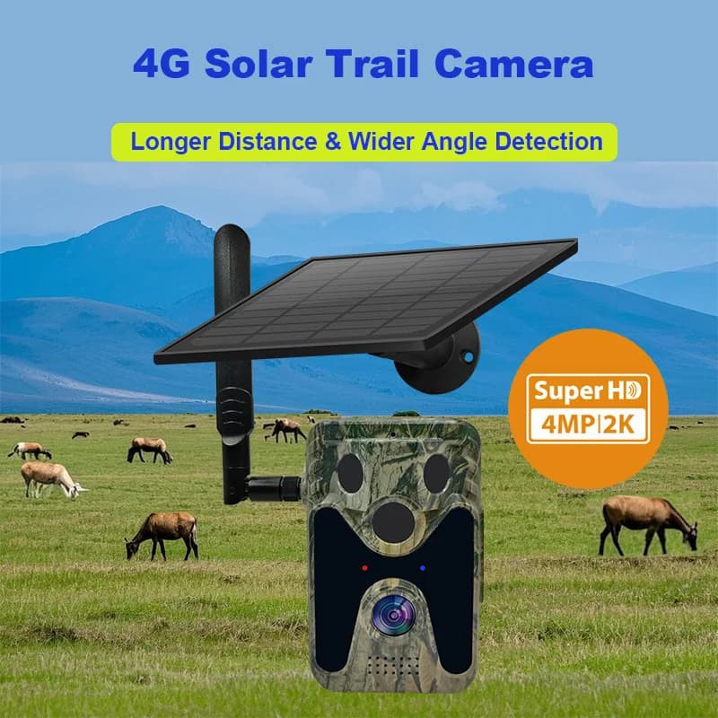 Caméra trail 2K ultra HD infrarouge 4G solaire - Surveillance animalière extérieure étanche et connectée