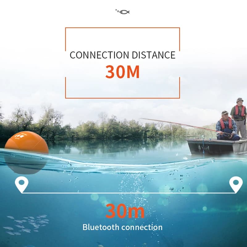 Erchang F68 Détecteur Poissons Sans Fil Échosondeur Profondeur Sonar Double Fréquence Alarme Transducteur Compatible GPS