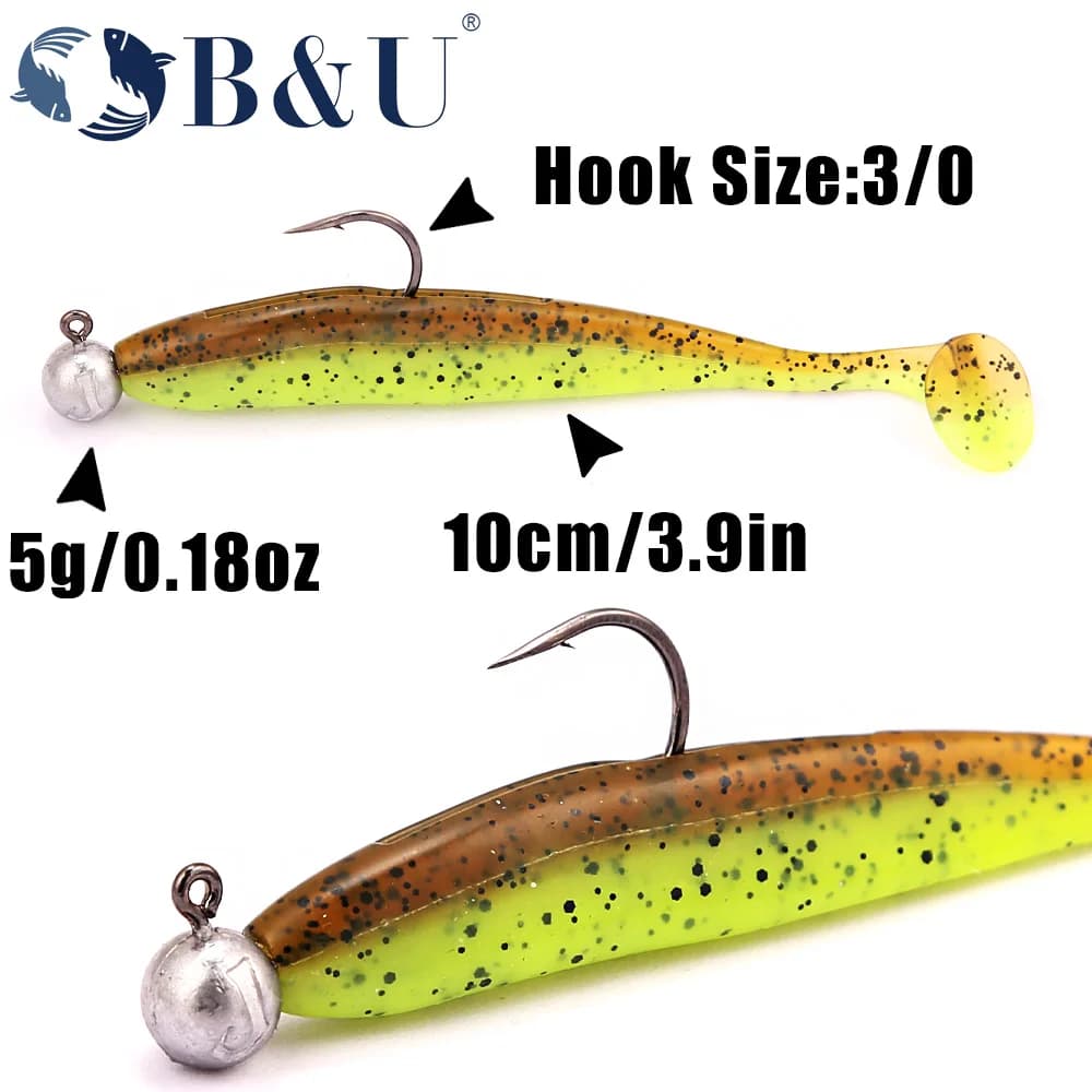 Têtes plombées B&U 3/0 4/0 haute résistance pour leurres souples, 5 à 21g pour pêche au