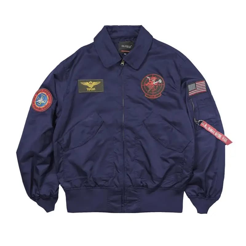 Veste bomber pilote armée printemps homme - Veste légère patch militaire style pêche aventure