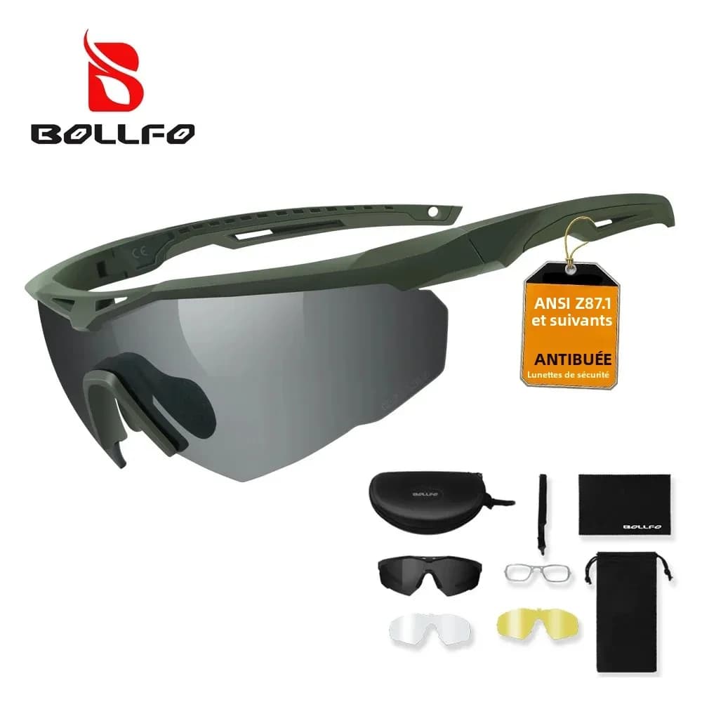 Lunettes de protection tactiques 3 lentilles - Anti-buée pour pêche par tous temps