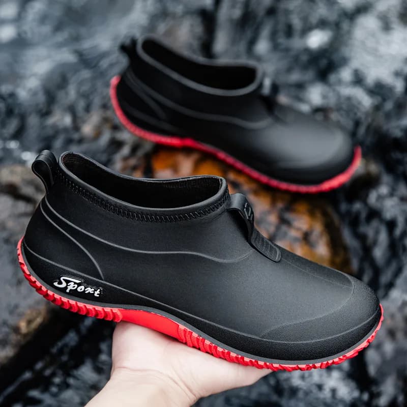 Low-Top Camouflage Men's Rain Boots Slip-On Work Shoes Anti-Slip Waterproof for