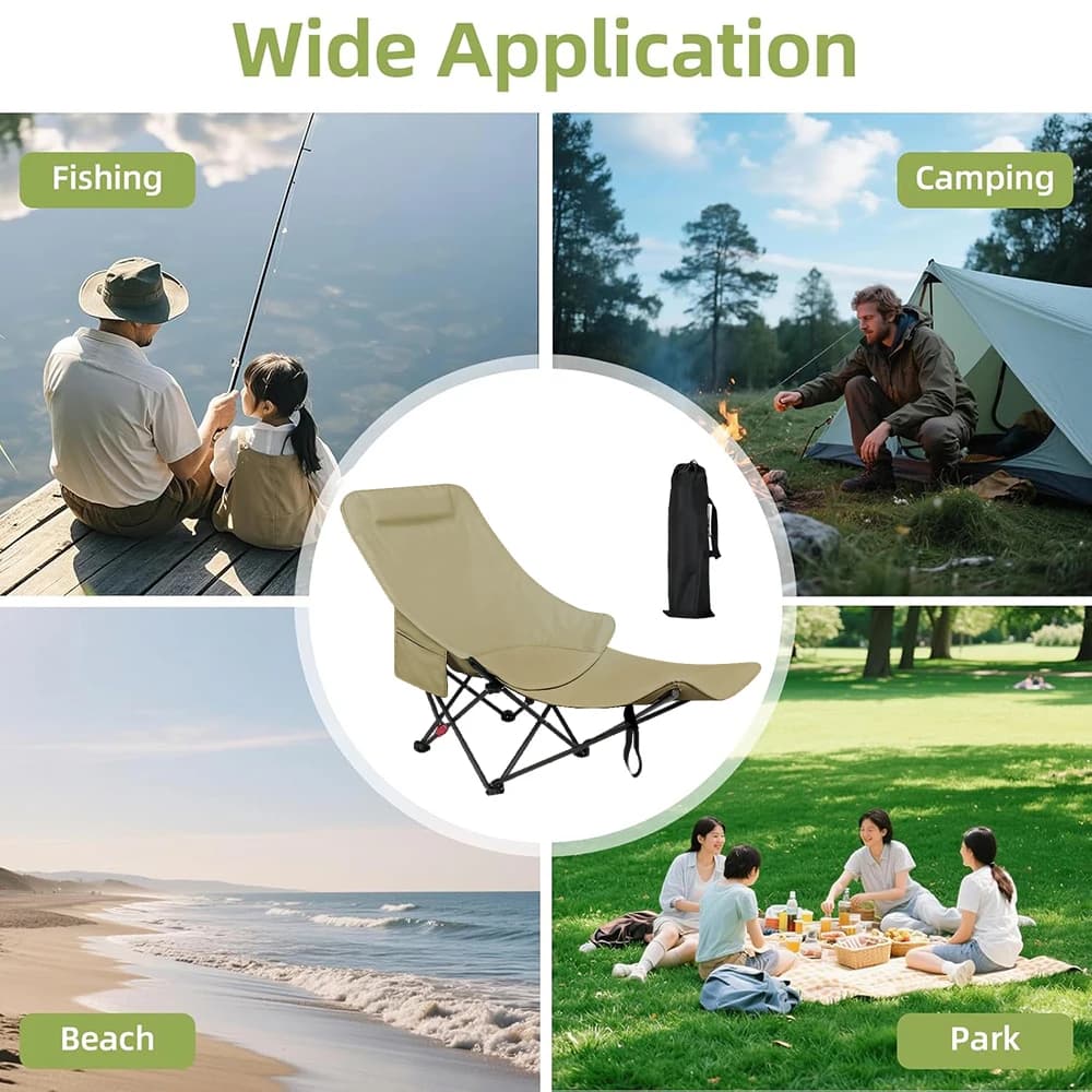 Fauteuil pliant réglable avec repose-pieds intégré - Siège pêche camping plage avec sac de rangement