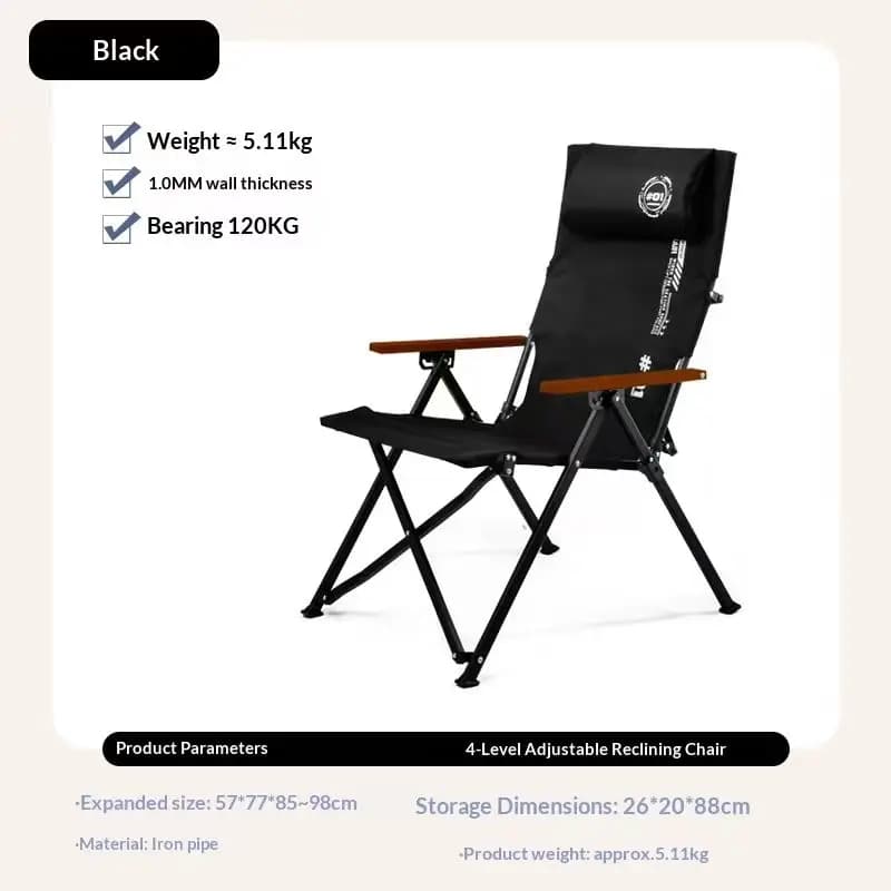 Fauteuil camping réglable 4 positions pêche plage - Chaise longue pliante pique-nique extérieur