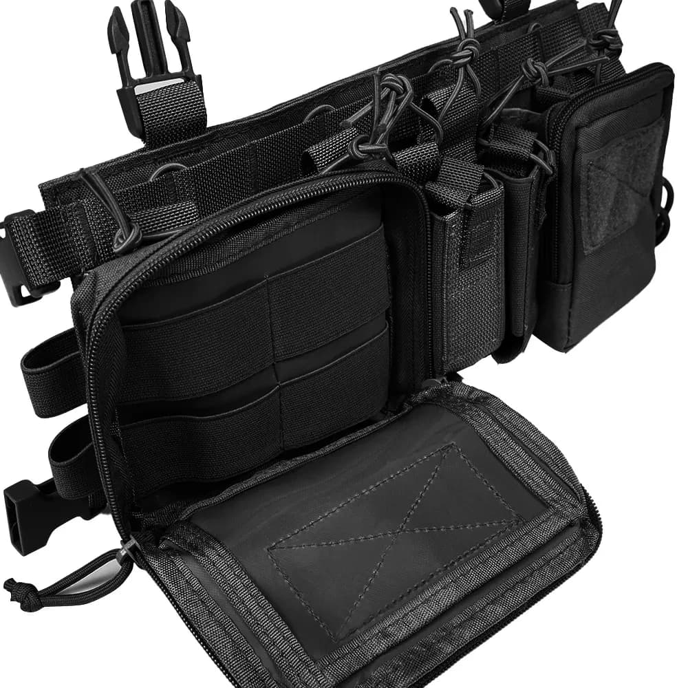 Gilet tactique poitrine avec sac intégré - Rig multifonction camouflage pour pêche et camping outdoor