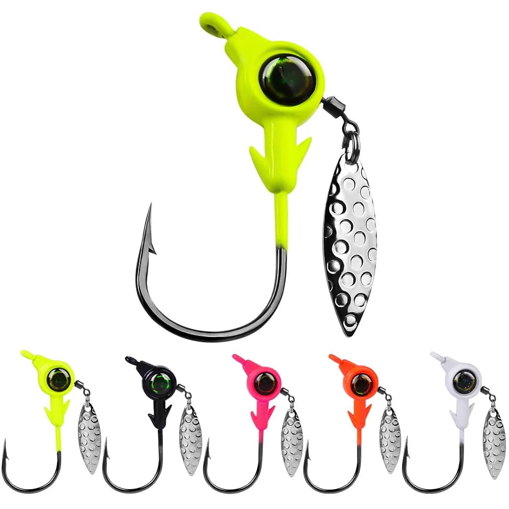 Jig head rotatif 3.5g-10g avec paillettes leurres métal cuillères vers souples pêche