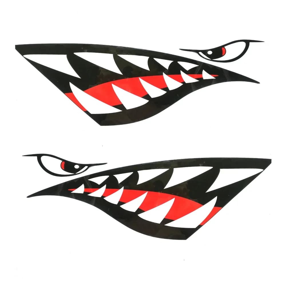 Autocollants dents de requin pour kayak - Décalques waterproof agressifs pour bateau de pêche et véhicule