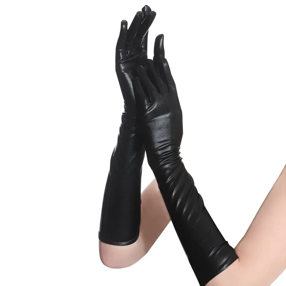 Gants cuir brillant pêche spectacle - style y2k pour pêcheurs créatifs et événements