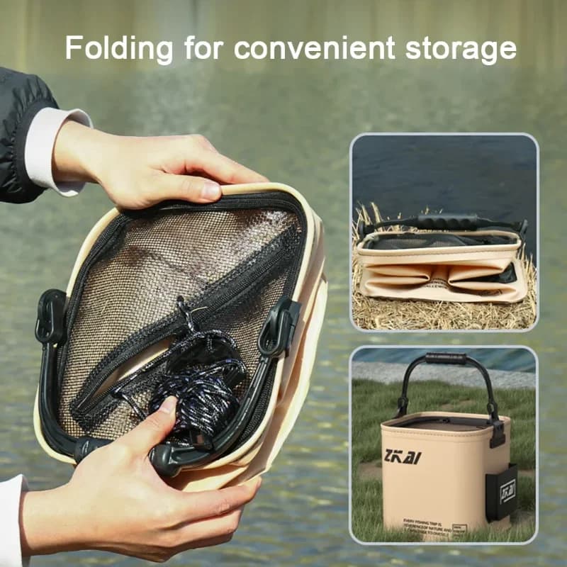 Seau pêche pliant multifonction 8L/13L - Seau camping étanche poignée ergonomique accessoire pêche