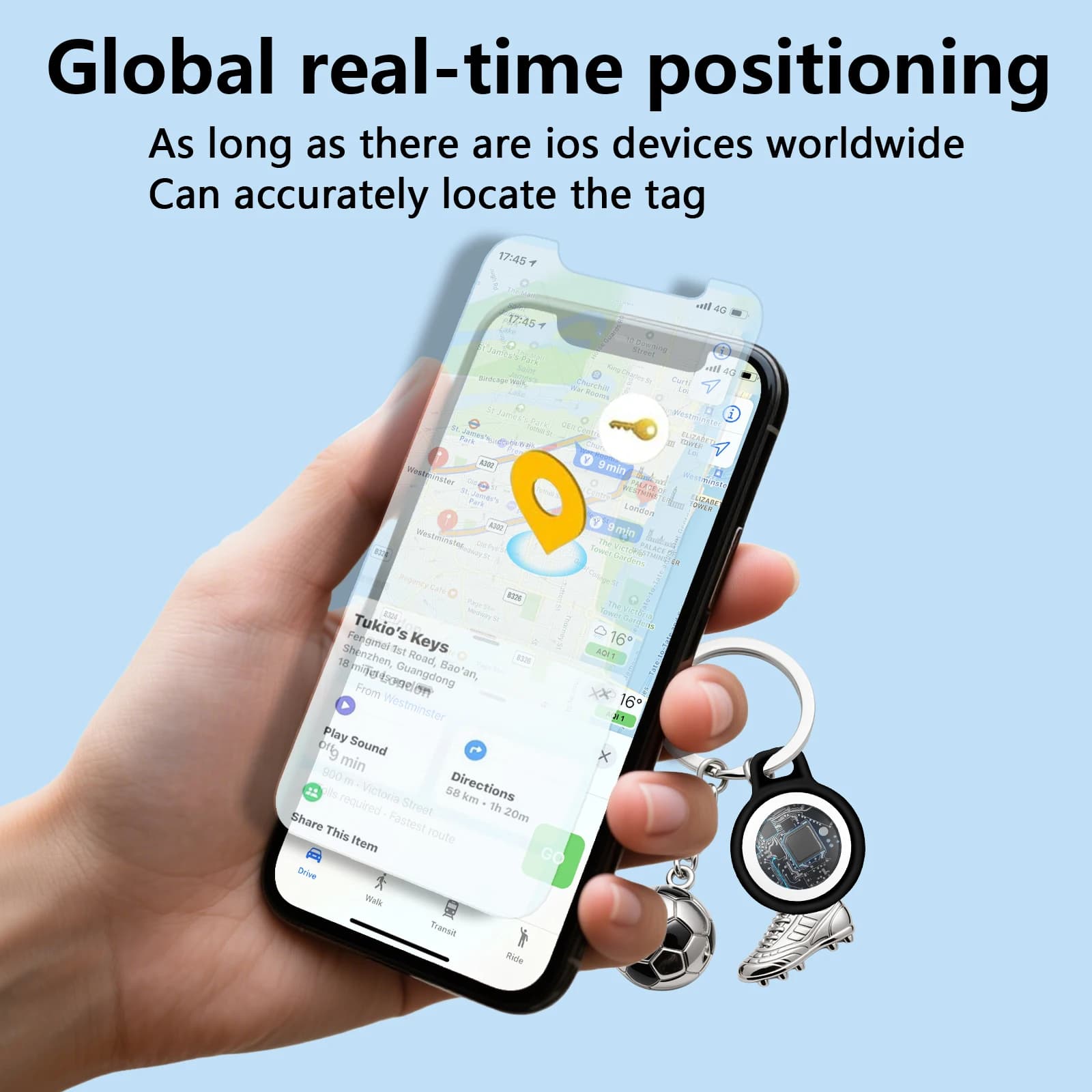 Tracker Bluetooth GPS Timethinker - Compatible Apple Find My pour animaux de pêche iOS