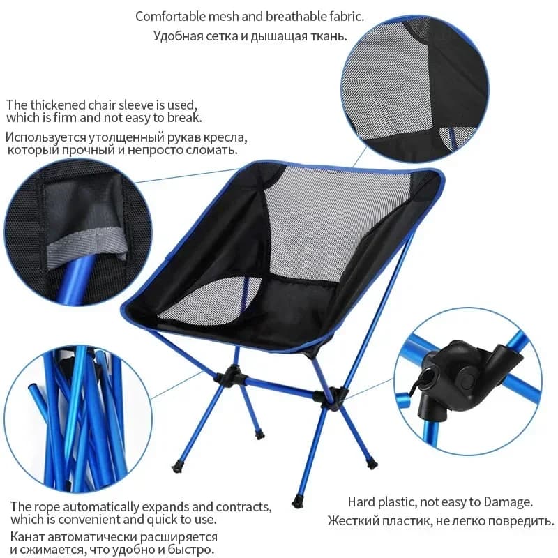 Chaise pliante portable pour plage et BBQ - Légère et pratique pour pêche et voyages