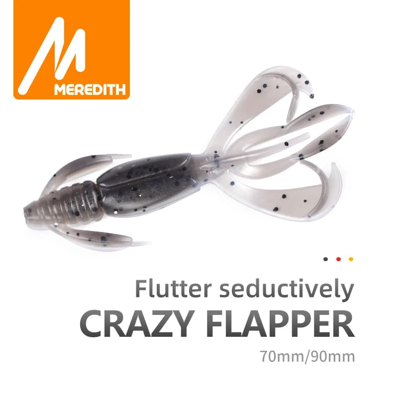 Leurres souples MEREDITH Crazy Flapper 70mm - 10 leurres silicone crevette pour pêche du bar et carnassiers