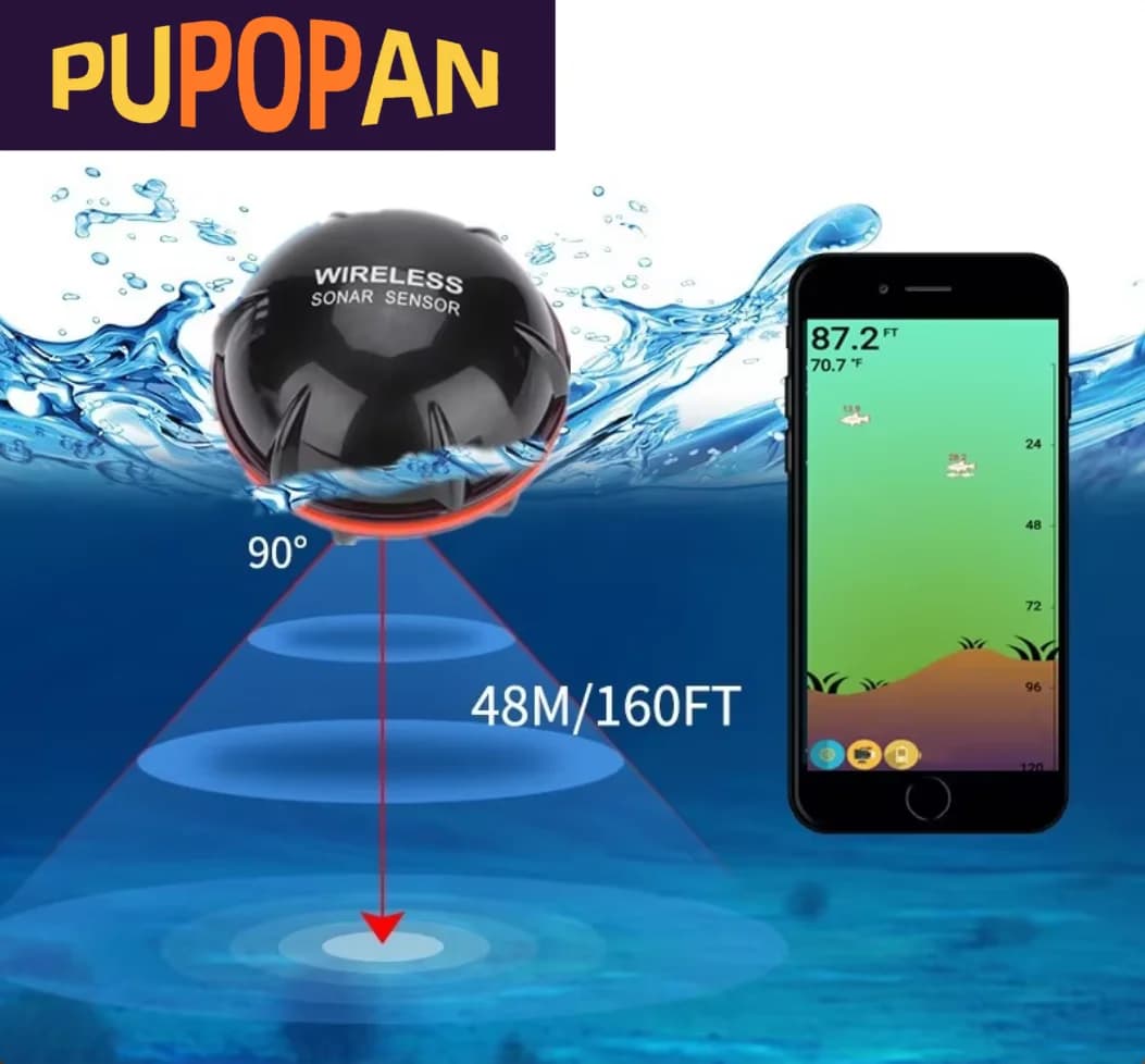 Détecteur de poissons intelligent sans fil Bluetooth portable 48m pour iOS Android équipement pêche extérieur