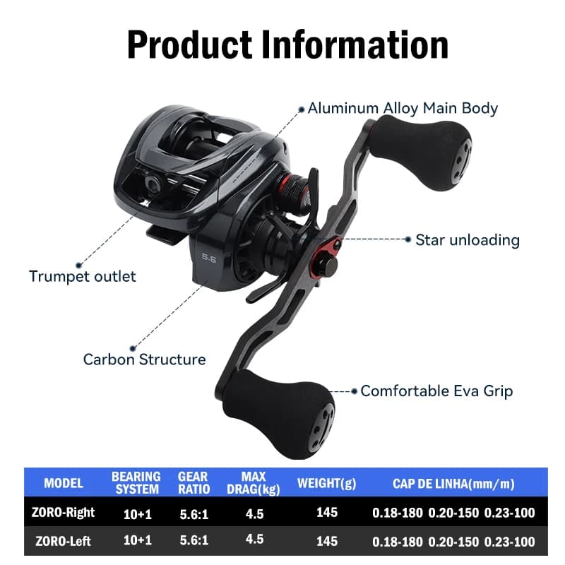Moulinet baitcasting BFS Leydun Zoro ultra-léger 145g pour pêche en mer et eau douce
