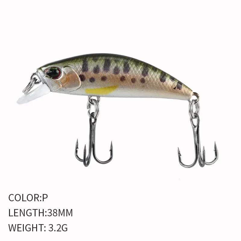 Leurre pêche minnow 38mm 3.2g coulant pour truite, perche et carpe, appât artificiel jerkbait