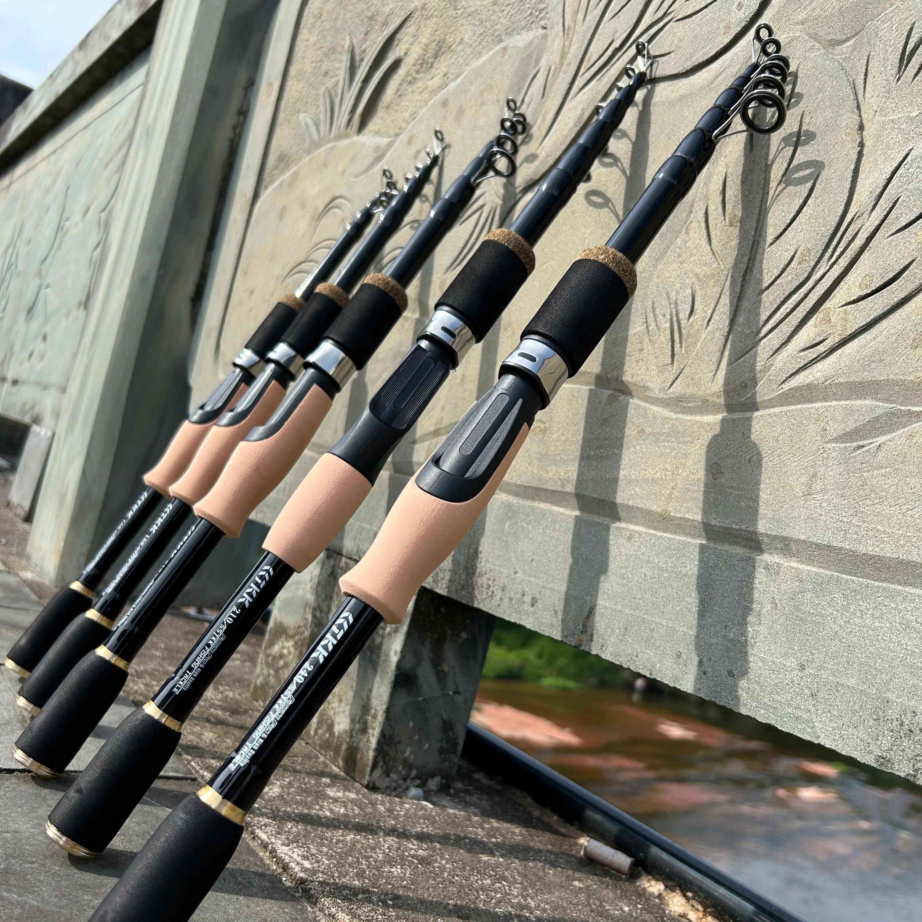 Canne à pêche télescopique carbone 1.6-2.4M - Légère portable pour pêche carpe voyage