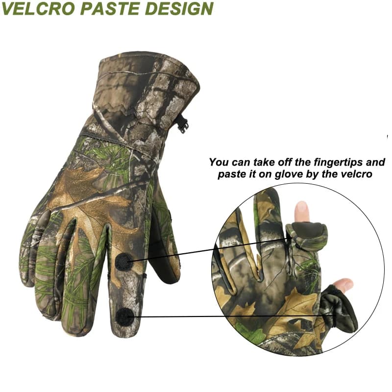 Gants chasse camouflage biomimétique automne-hiver - Anti-dérapage imperméable chaud pour tir et pêche