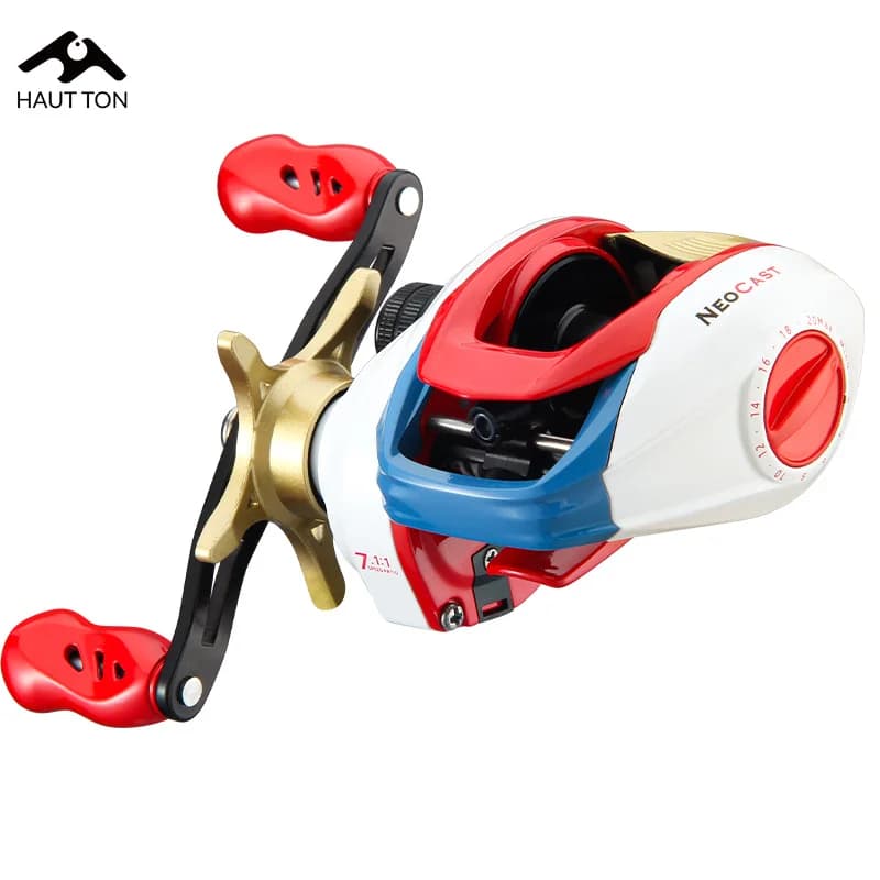 Moulinet casting ultraléger HAUT TON NC200 5kg frein, 3+1 roulements métal, ratio 7.1:1 pour eau douce et mer