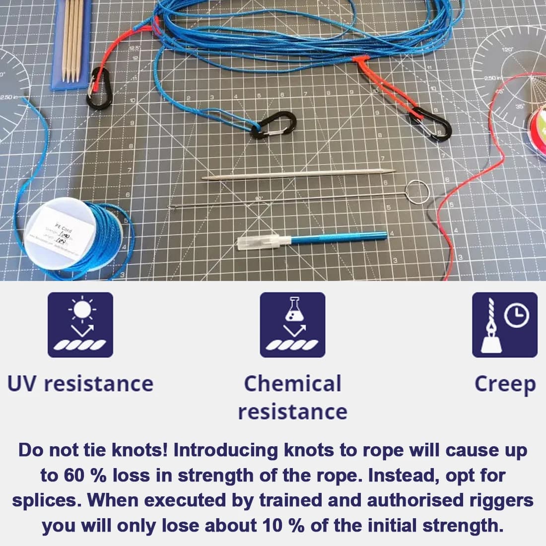 Corde UHMWPE FishTrip 45-340KG Dyneema pour assistance pêche - Résistance abrasion faible élasticité