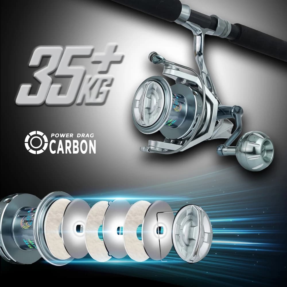 Moulinet de pêche surfcasting mer robuste MBLN 35kg drague métal résistant corrosion