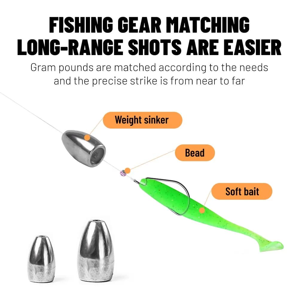 Plombs bullet acier ZUKIBO 20/30 pièces - Plombs pour Texas rig Carolina rig pêche leurres souples