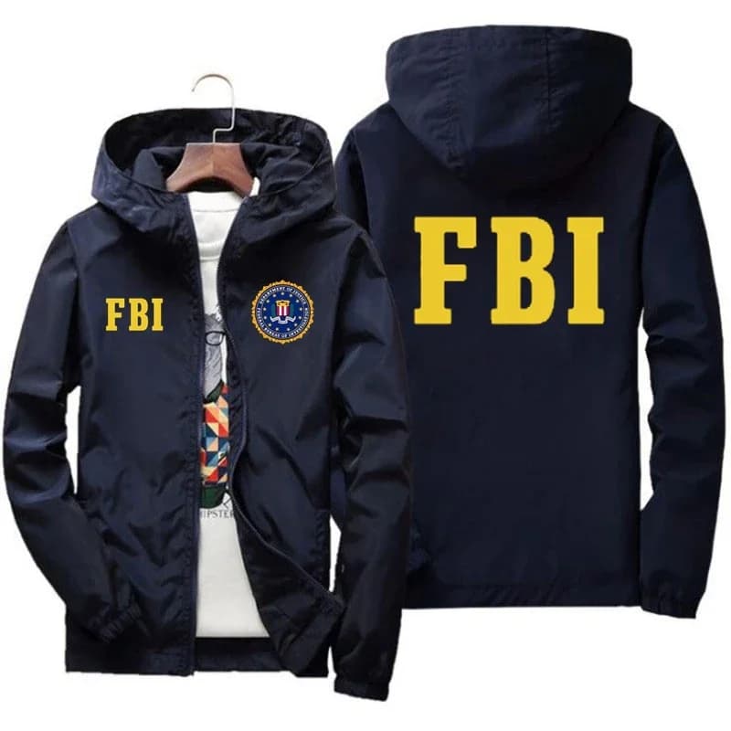 Veste sport imprimée FBI pour hommes - Marque fashion décontractée coupe-vent printemps automne