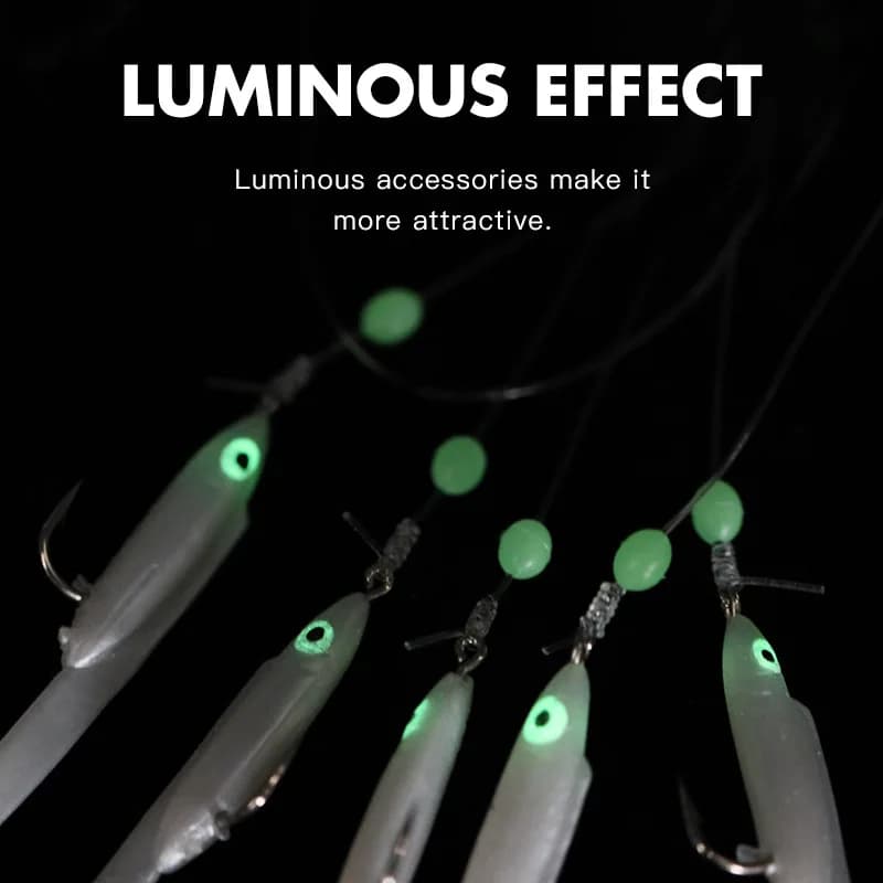 Kit de leurres souples luminescents pour pêche en mer, appâts anguille et sabiki pour saurel, calmar et maquereau