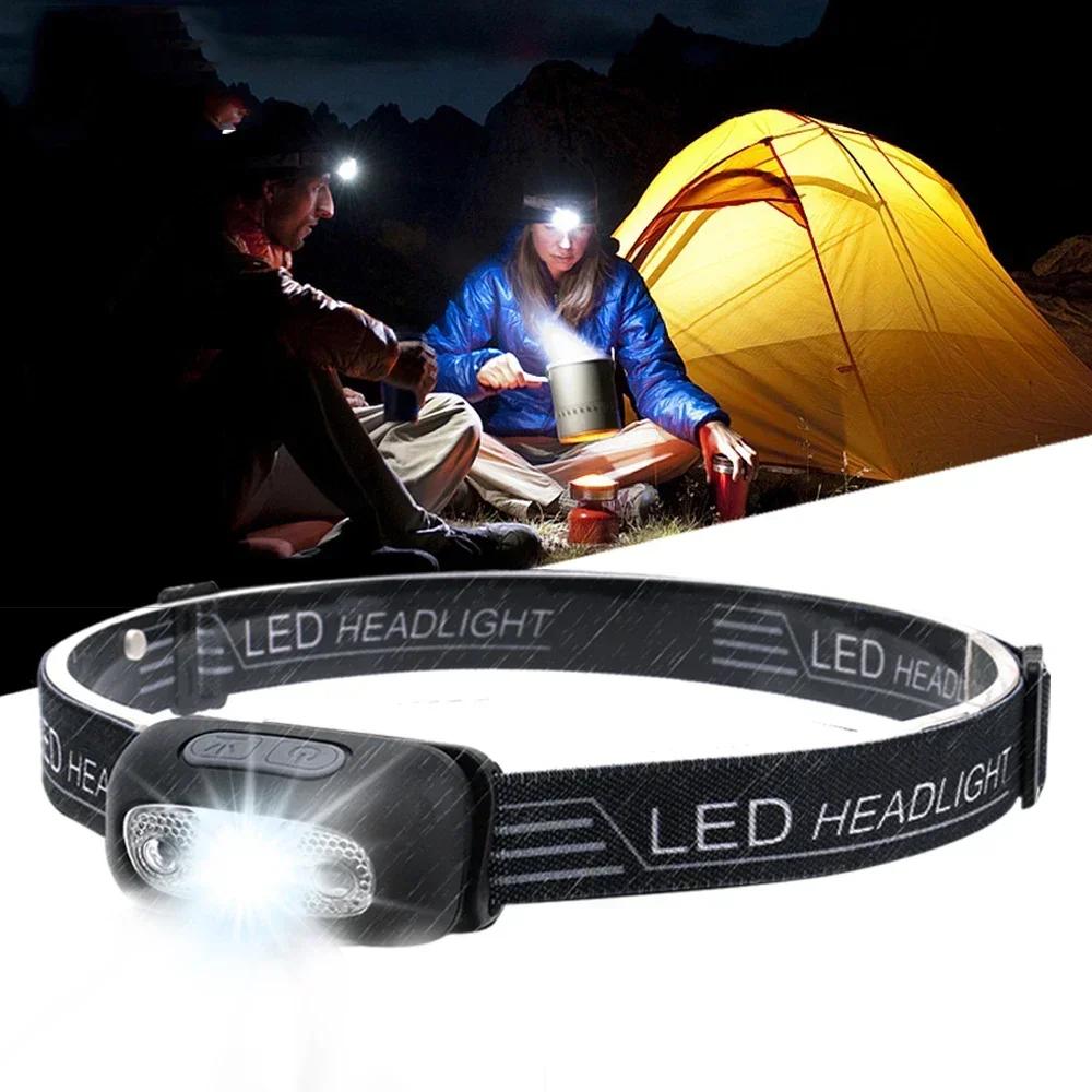 Lampe frontale LED mini rechargeable USB pêche nocturne détection vague camping lampe de pêche
