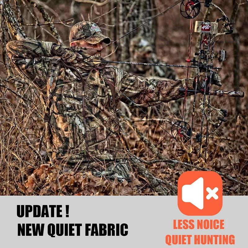 Veste de pêche camouflage silencieuse imperméable - Softshell polaire pour pêche discrète