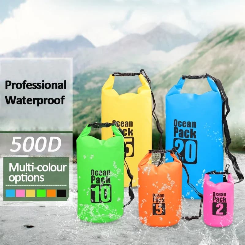 Sac étanche PVC 2L à 30L pour kayak pêche natation sports nautiques rangement équipement outdoor