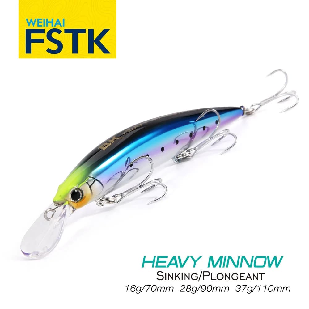 Leurre de pêche mer FSTK Minnow lourd coulant 110S 37g pour longue distance de lancer, appât artificiel saltwater