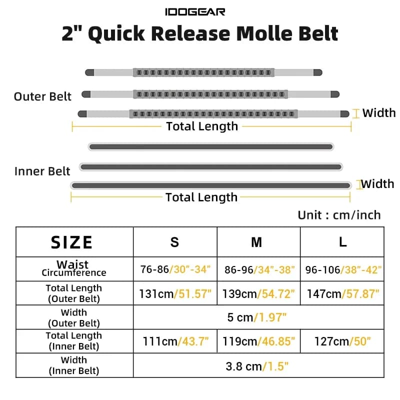 Ceinture tactique LSR MOLLE 2 pouces IDOGEAR légère - Équipement pêche entraînement extérieur 3433