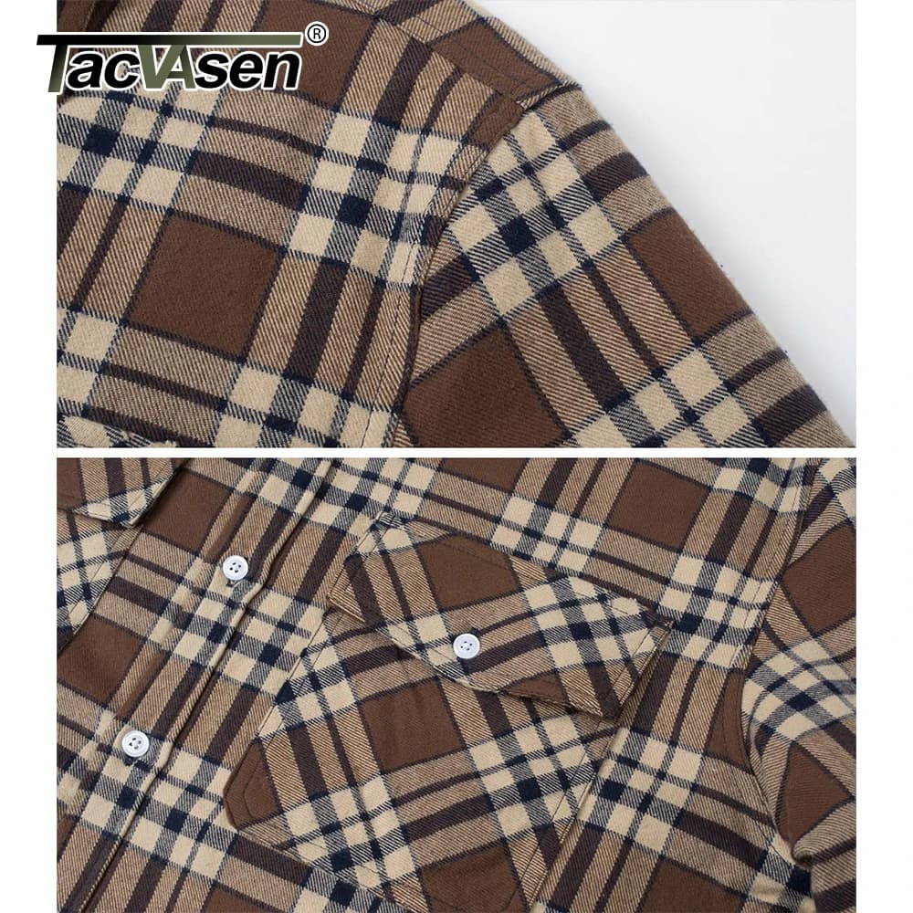 Veste flanelle homme TACVASEN doublure polaire pour pêche hiver épaisse travail extérieur 3 poches
