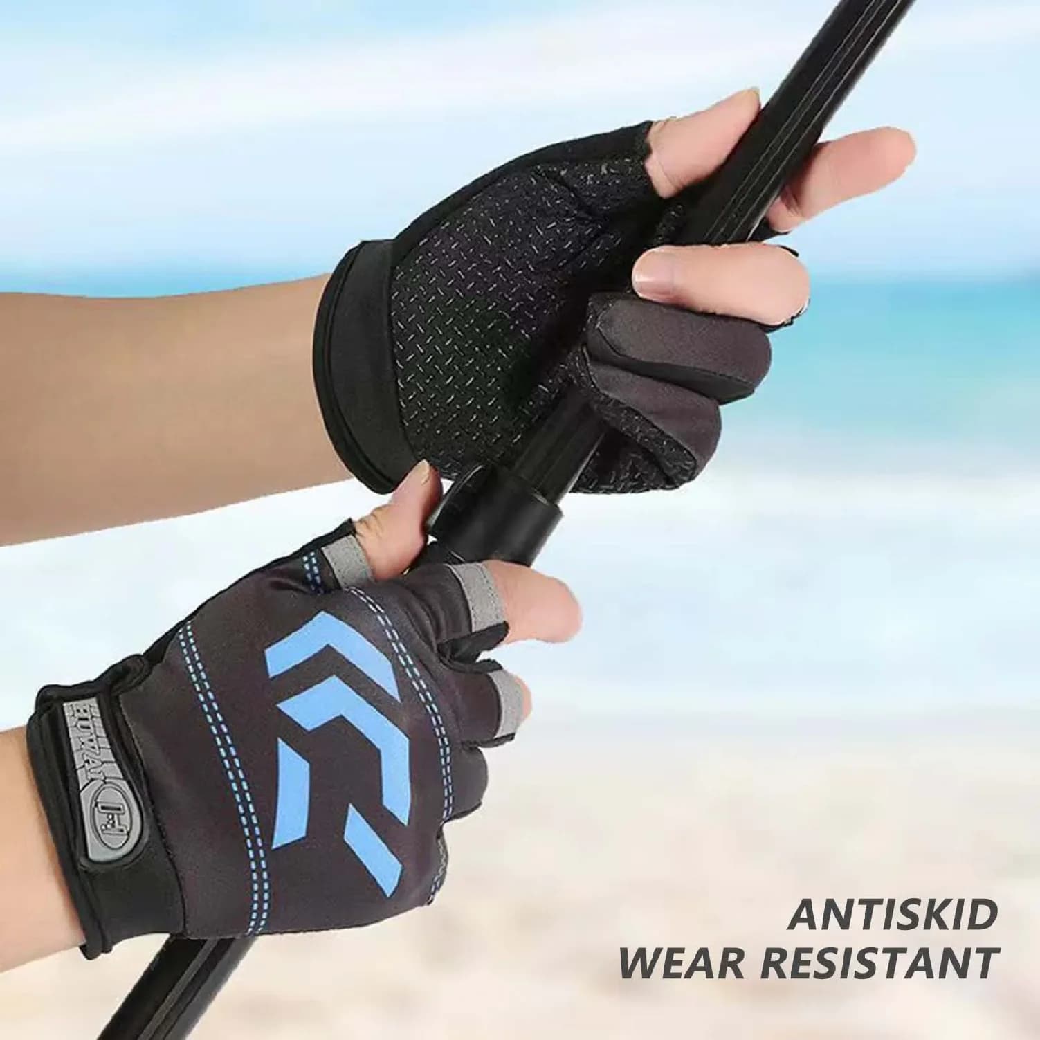 Gants pêche 3 doigts été homme - protection solaire anti-dérapage cyclisme conduite respirant