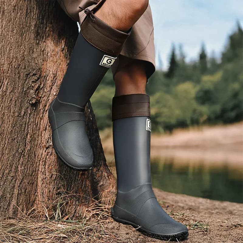 Bottes de pêche unisexe imperméables caoutchouc extérieur antidérapantes mode cordon homme tube long souple