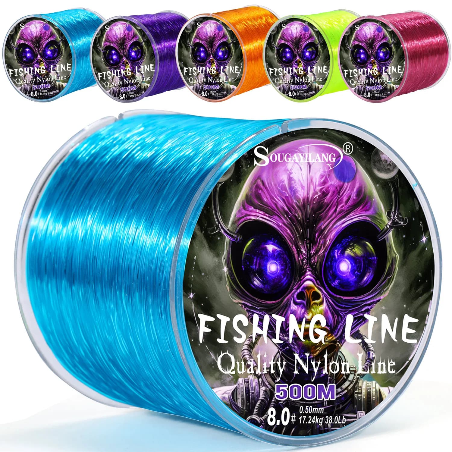 Ligne nylon Sougayilang monofilament 500M 0.14-0.50mm pêche eau douce matériau supérieur