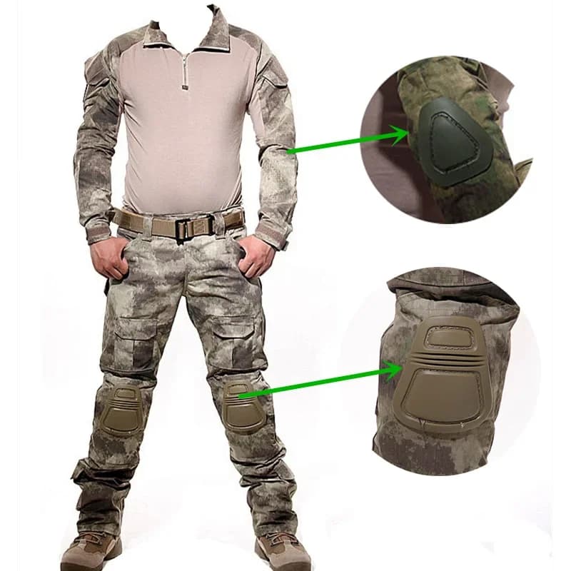 Ensemble entraînement camouflage grenouille randonnée chasse pêche vêtements tactiques avec protections coudes genoux