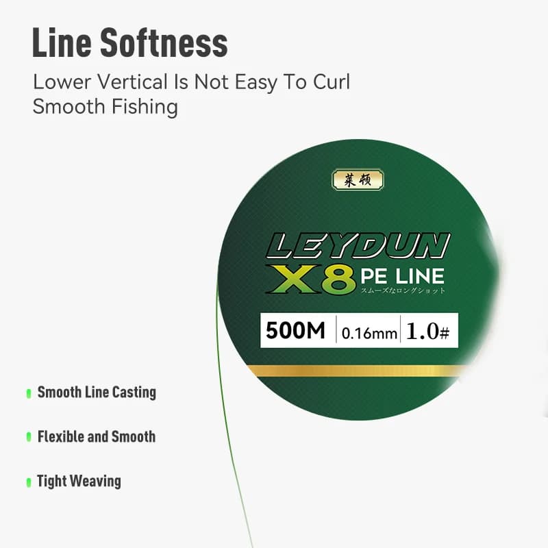 Ligne de pêche Leydun 500m micro tresse 8 brins PE japonais pour carpe mer et fly fishing