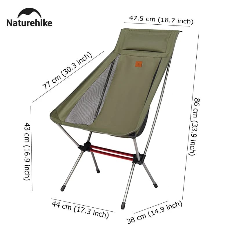 Fauteuil camping Naturehike Moon Chair dossier haut ultraléger pliable 120kg pêche voyage